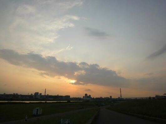 荒川の夕日